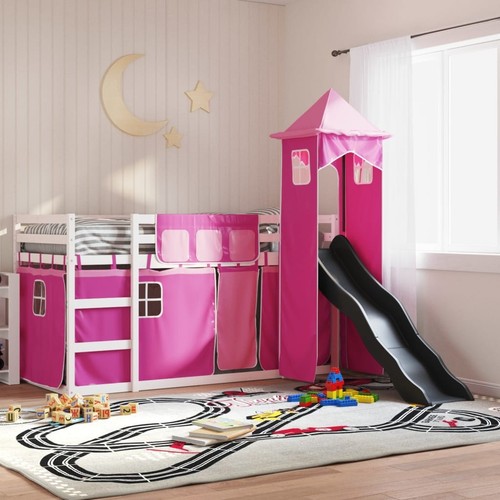 Pink bunk bed with slide - with,