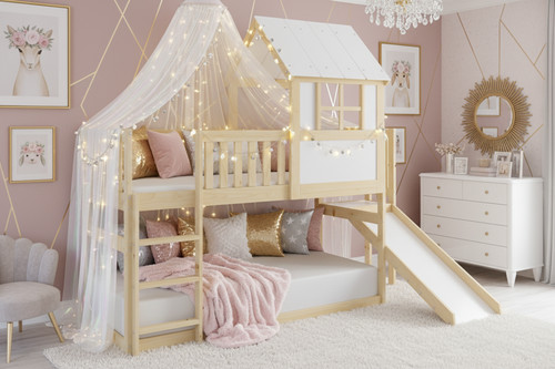 Princess bunk bed with slide - with,