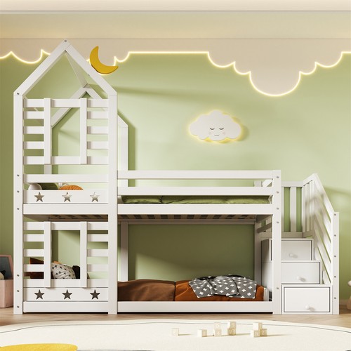 Wooden bunk beds twin over - bunk,